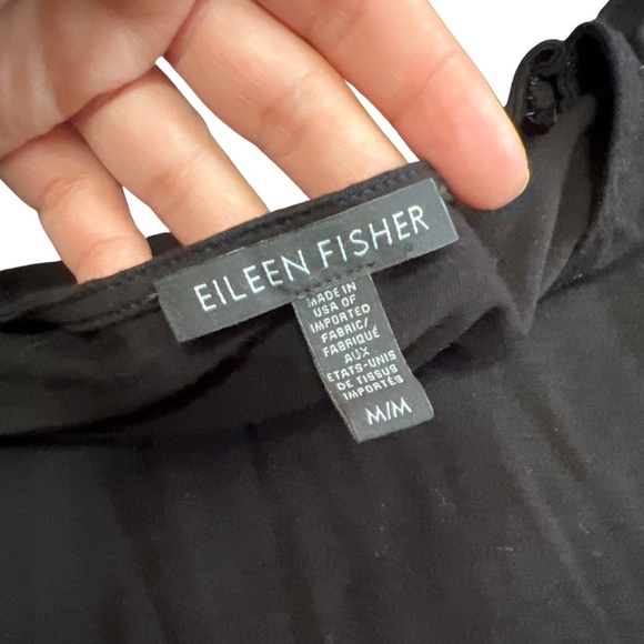 Eileen‎ Fisher Black Knit Asymmetrical Hem Tunic Top Size Medium - Picture 2 of 3